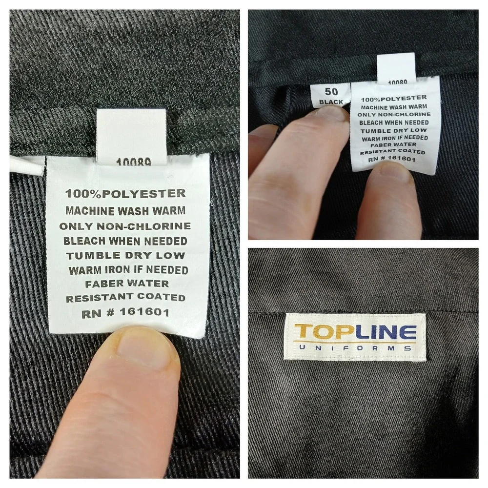 TopLine Uniforms 10089 Flat Front Black Work Dress Pants Size 50 Black